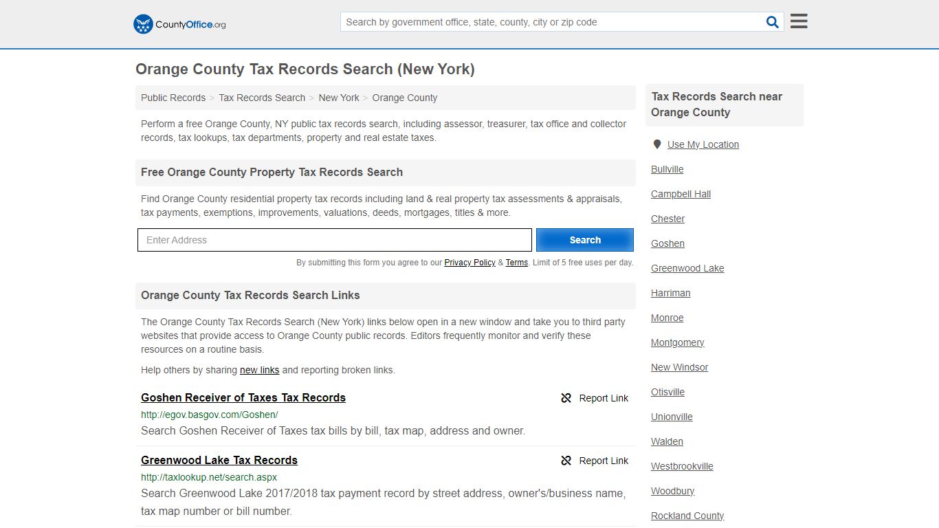 Orange County Tax Records Search (New York) - County Office